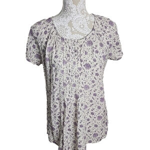 Blue Mountain ivory floral top, size S